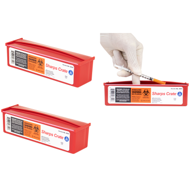 Biohazard Sharps Crate Container Safe Disposal Box of Waste and Needles 